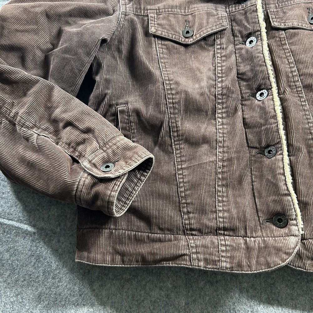 Vintage LL Bean Jacket Womens Medium Brown Corduroy Sherpa Lined Trucker - Picture 4 of 8